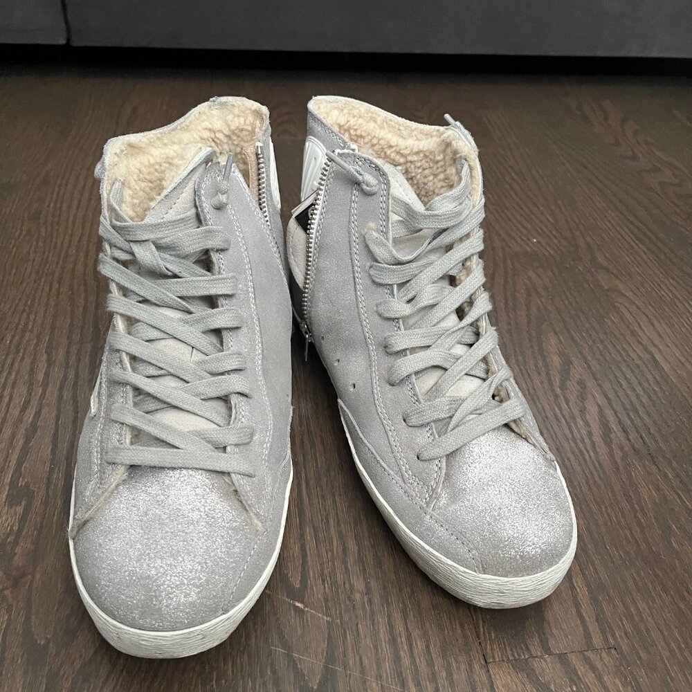 Golden Goose Silver Francy High Top Tennis Shoes